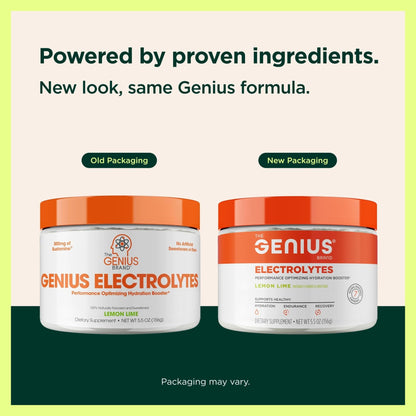 The Genius Brand Genius Electrolytes - Electrolyte Powder for Active Lifestyles - Supports Hydration, Energy, Endurance, Muscle Growth & Recovery - Lemon Lime - 30 Servings - Maple Wellness Supplements