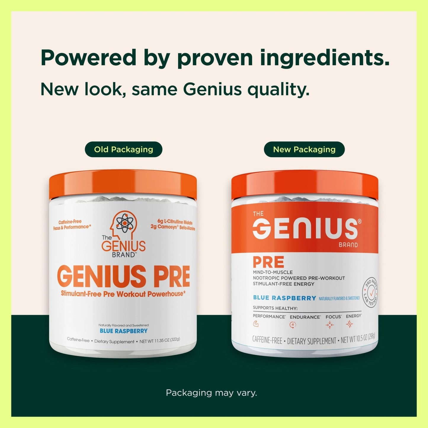 The Genius Brand Genius Pre - Clean Pre-Workout Powder for Energy, Focus & Fitness Support - No Artificial Flavors, Preservatives, or Proprietary Blends - Non-GMO - 20 Servings - Blue Raspberry - Maple Wellness Supplements
