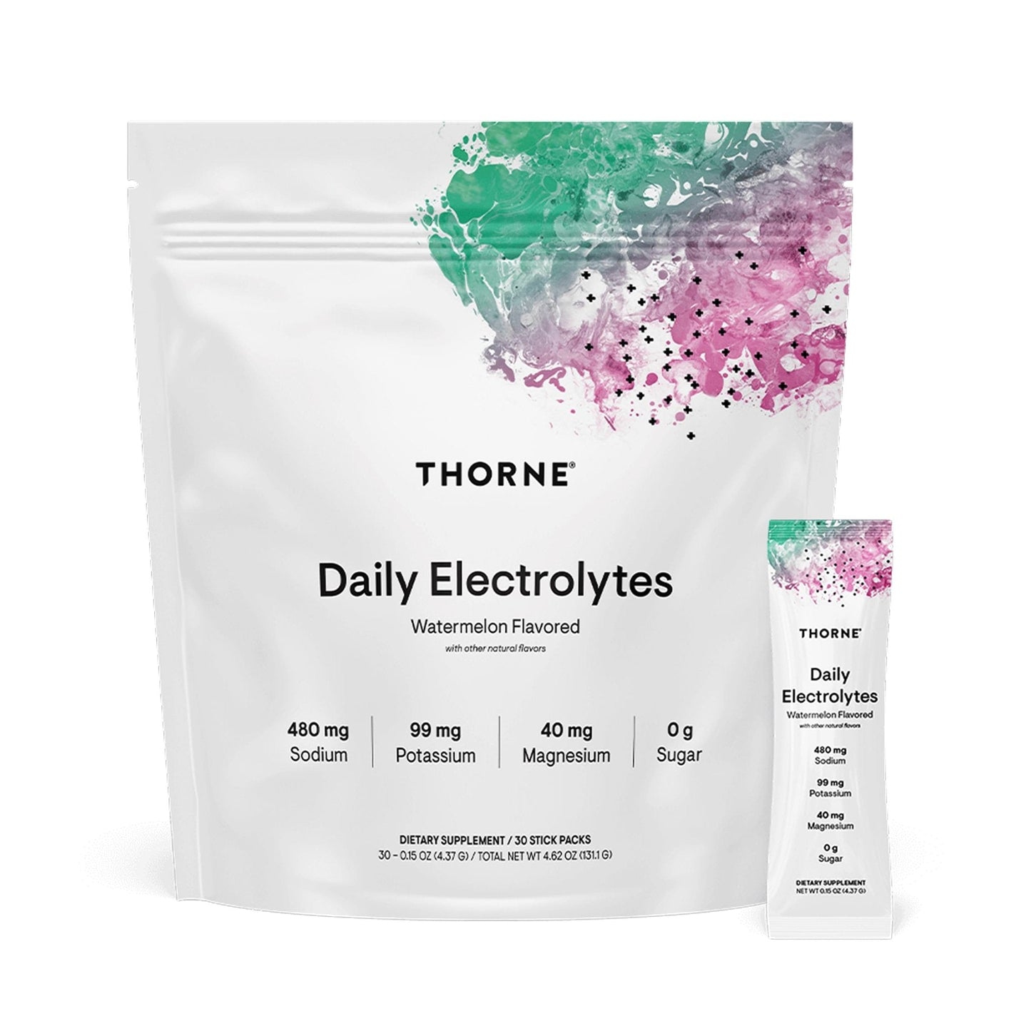 THORNE - Daily Electrolytes - Zero Sugar & Low-Calorie Electrolyte Powder Drink Mix - Flavors Derived from Natural Sources - NSF Certified for Sport - Watermelon - 30 Stick Packs - Maple Wellness Supplements