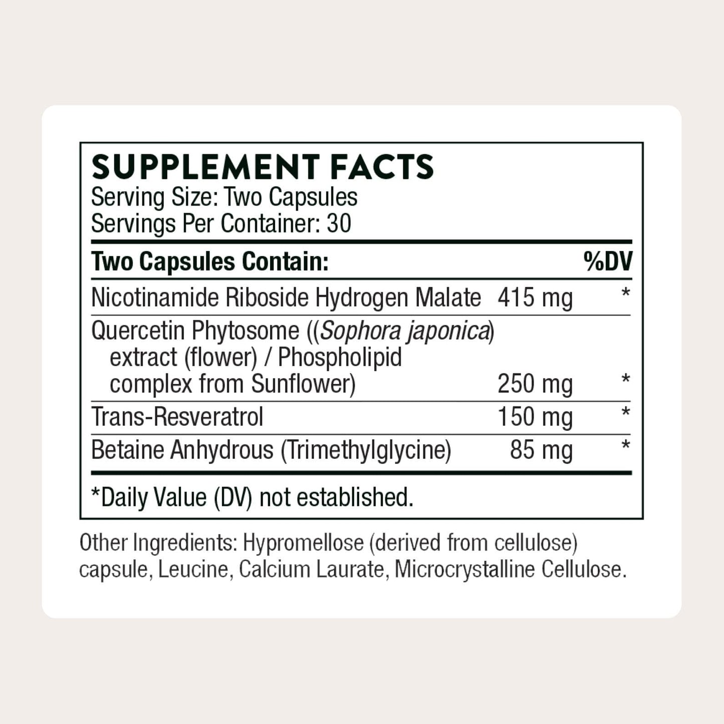 THORNE - ResveraCel - Nicotinamide Riboside with Quercetin Phytosome & Resveratrol - Supports Healthy Aging, Methylation, Cellular Energy Production & Metabolism - Maple Wellness Supplements