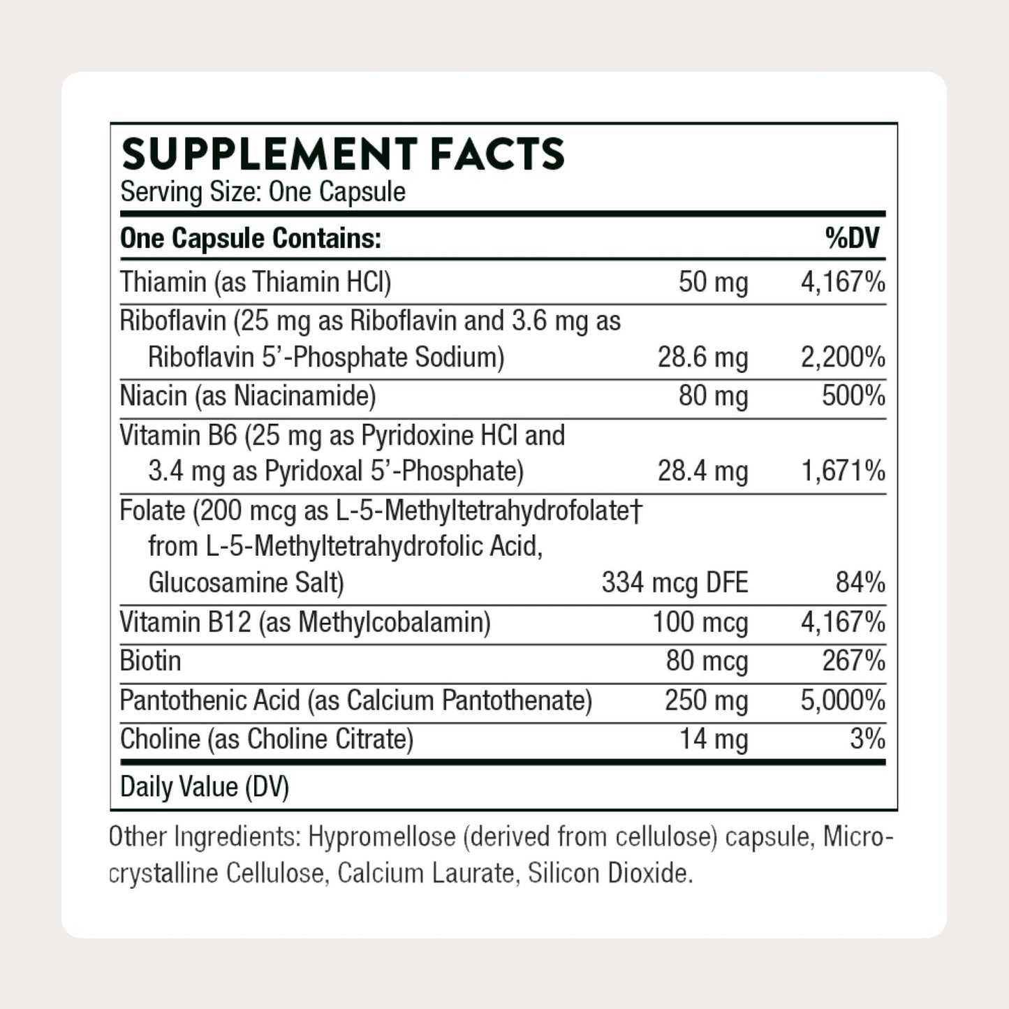 THORNE - Stress B-Complex - Vitamins B2, B6, B12 & Folate in Highly-Absorbable and Active Forms - Extra Vitamin B5 for Adrenal Support - Maple Wellness Supplements