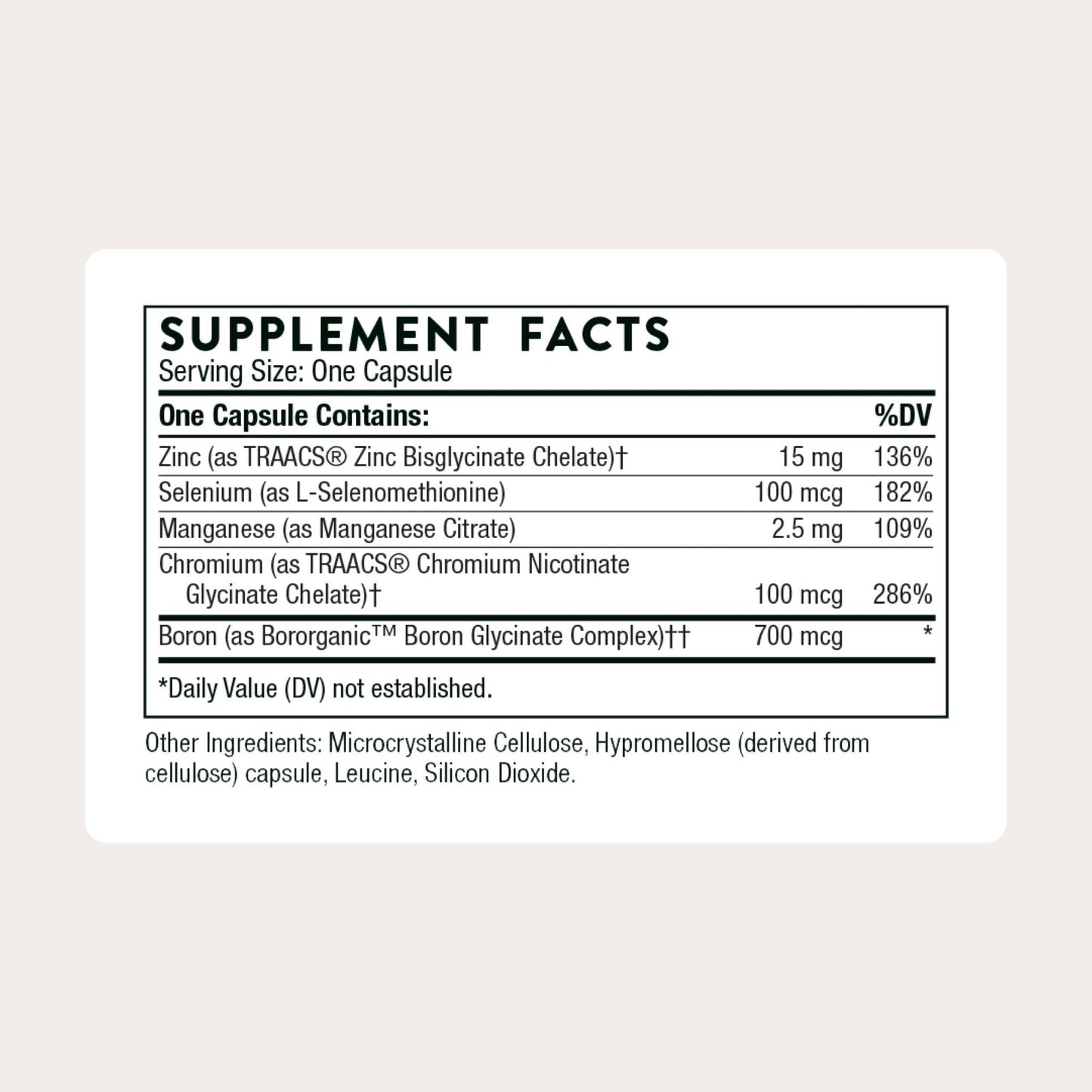 THORNE - Trace Minerals - Optimally Absorbed, Chelated Mineral Supplement with Zinc, Boron, Selenium, Chromium & Manganese - Third-Party Certified - Maple Wellness Supplements