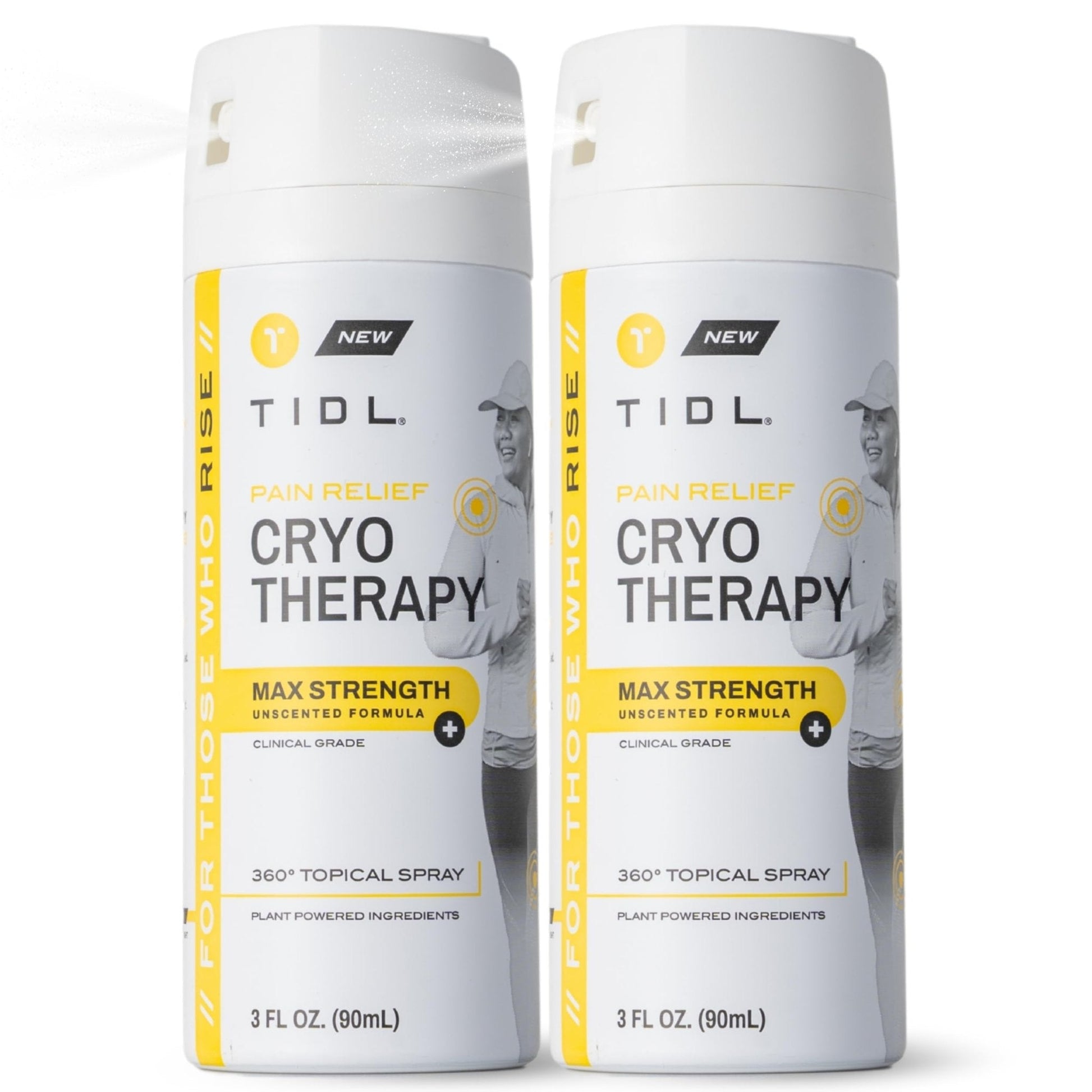 TIDL Cryotherapy Pain Relief Spray, 3 Oz (Pack of 2) Max Strength for Fast-Acting Muscle, Joint & Neck Pain Relief, Plant-Based Menthol & Camphor Pain Reliever, Quick Drying Formula - Maple Wellness Supplements