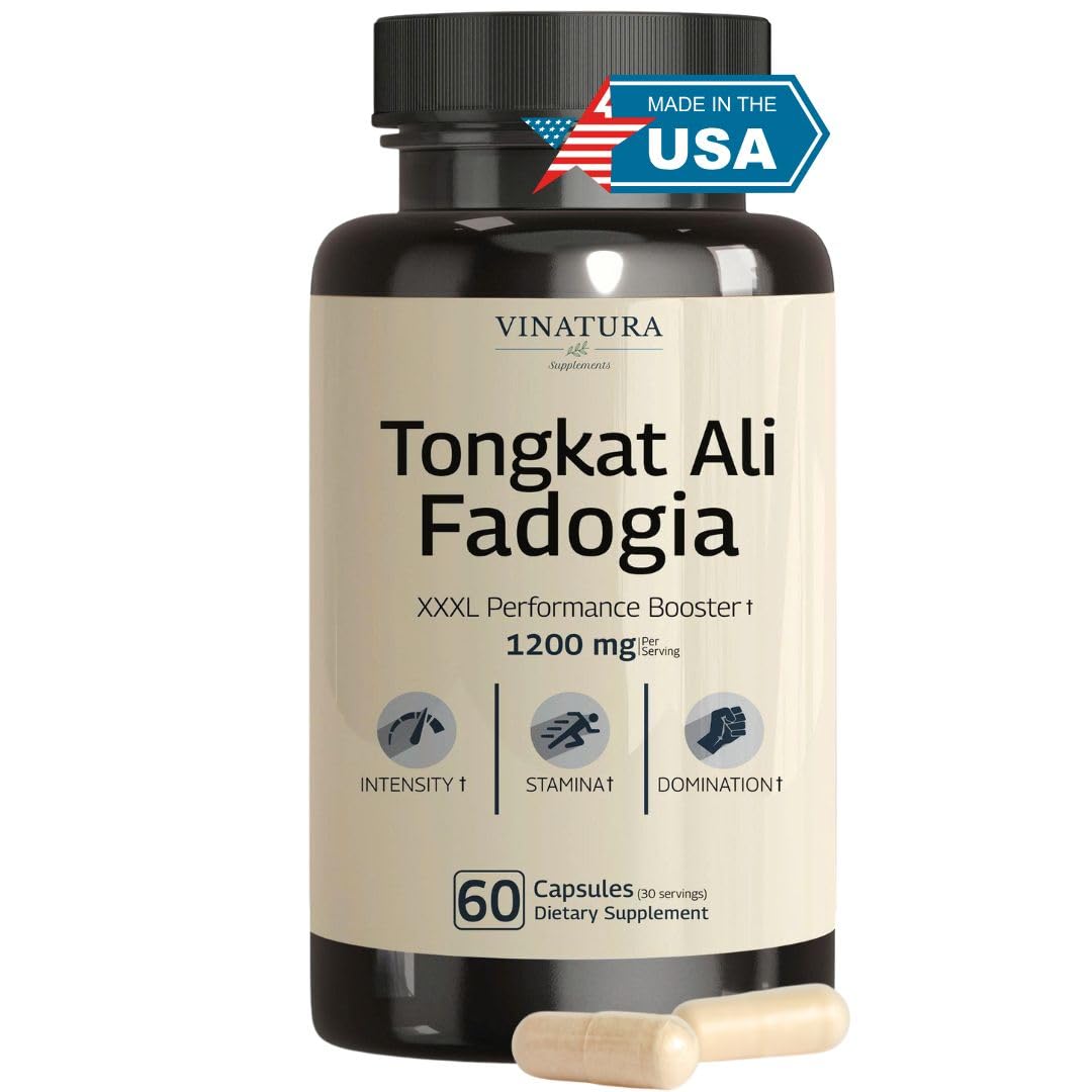 Tongkat Ali Fadogia Agrestis - 1200mg, Enhanced with Nitric Oxide Booster Supplement, Longjack Tongkat Ali for Men, - Maple Wellness Supplements