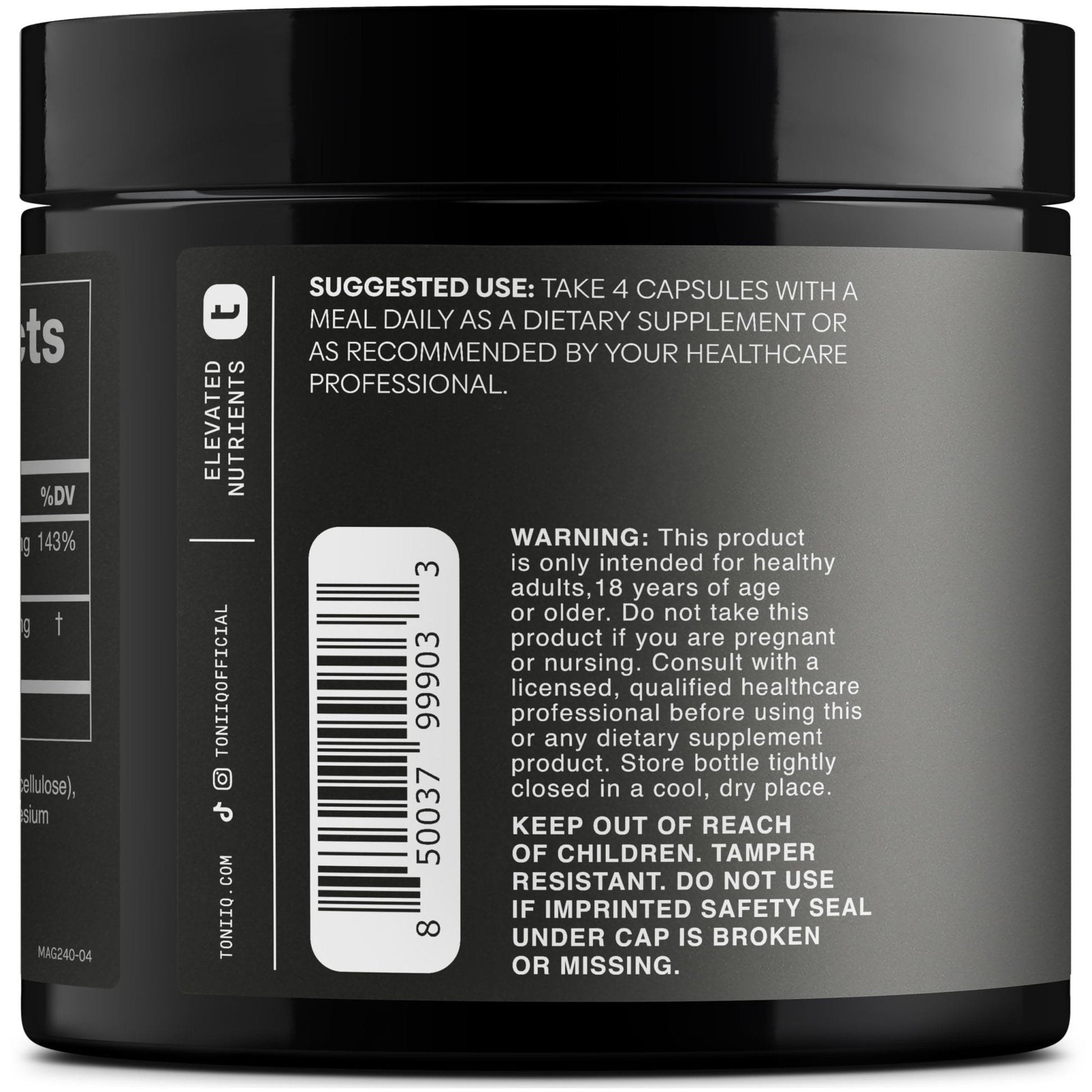 Toniiq 3,000mg Ultra High Strength Magnesium Glycinate - 20% Purified to Contain 600mg of Elemental Magnesium - Chelated and Bioavailable Magnesium - Maple Wellness Supplements