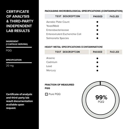 Toniiq 99%+ 20mg Supplement - Ultra High Purity PQQ 20mg Concentrated Formula - PQQ 20 mg 120 Capsules - Pyrroloquinoline Quinone Supplement - 1 Capsule Serving - Vegetarian Capsules - Maple Wellness Supplements