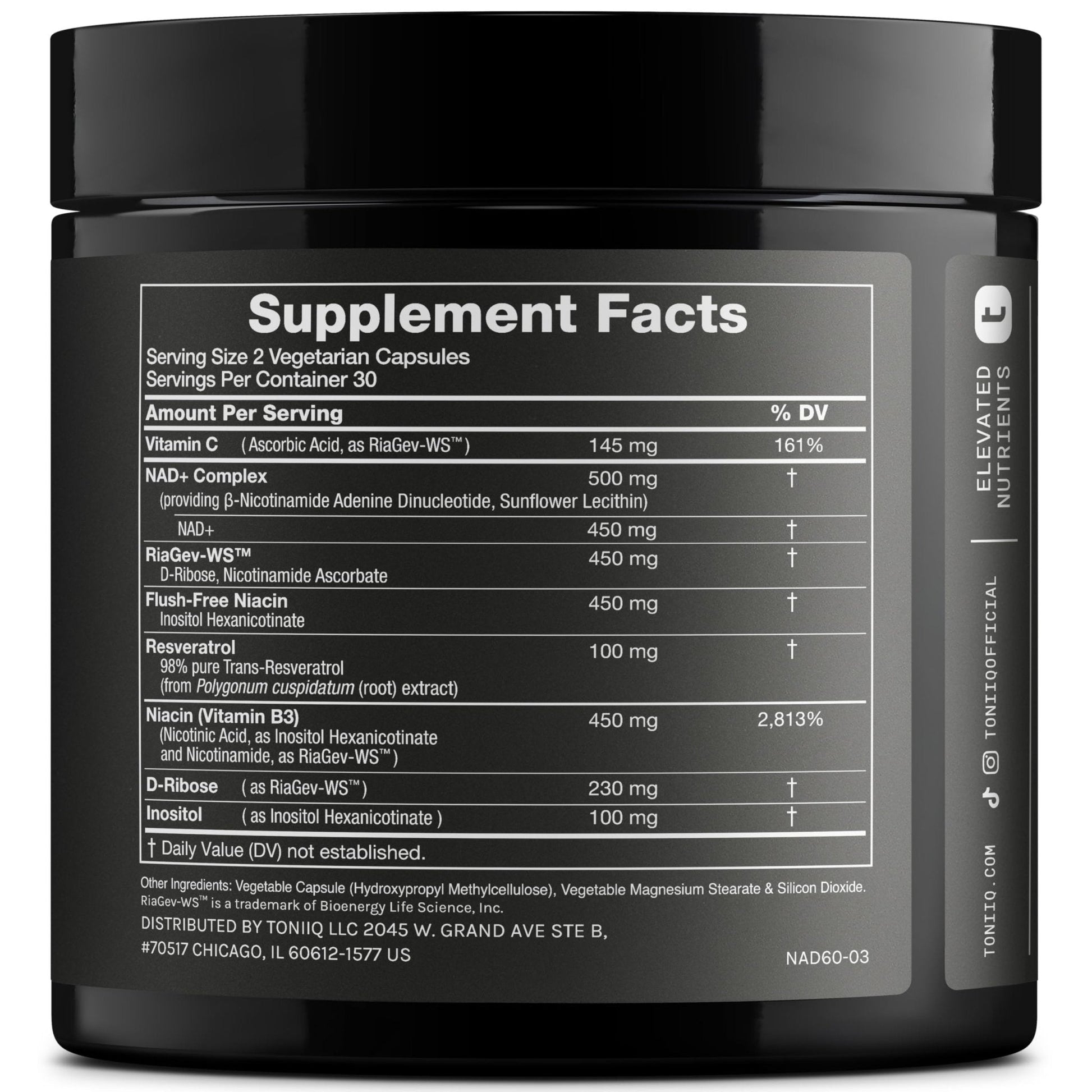Toniiq Liposomal NAD+ and Resveratrol Supplement - 1500mg Ultra High Strength NAD Supplement - Clinically Studied Ingredients with Patented RiaGev-WS - Maple Wellness Supplements