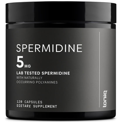 Toniiq Ultra Concentrated 500mg Spermidine Supplements for Men and Women - Non-Synthetic Spermidine Standardized to No Less Than 1% - 5mg per Serving Rice Germ Extract - Maple Wellness Supplements