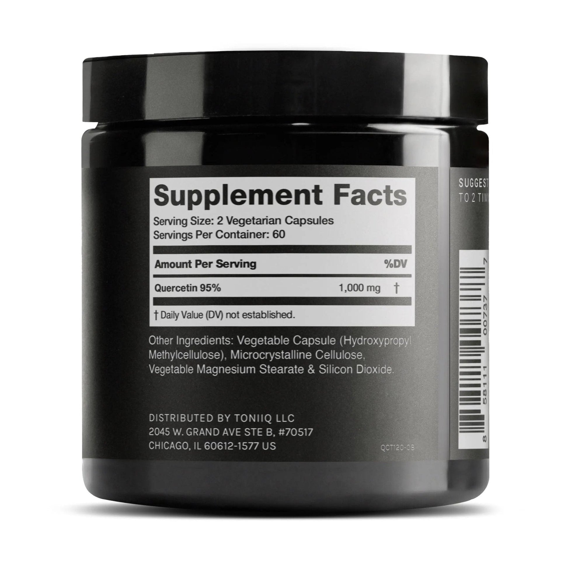 Toniiq Ultra High Purity Quercetin Capsules - 95%+ Highly Purified and Bioavailable - 1000mg Per Serving - 120 Capsules Quercetin Supplement - Maple Wellness Supplements