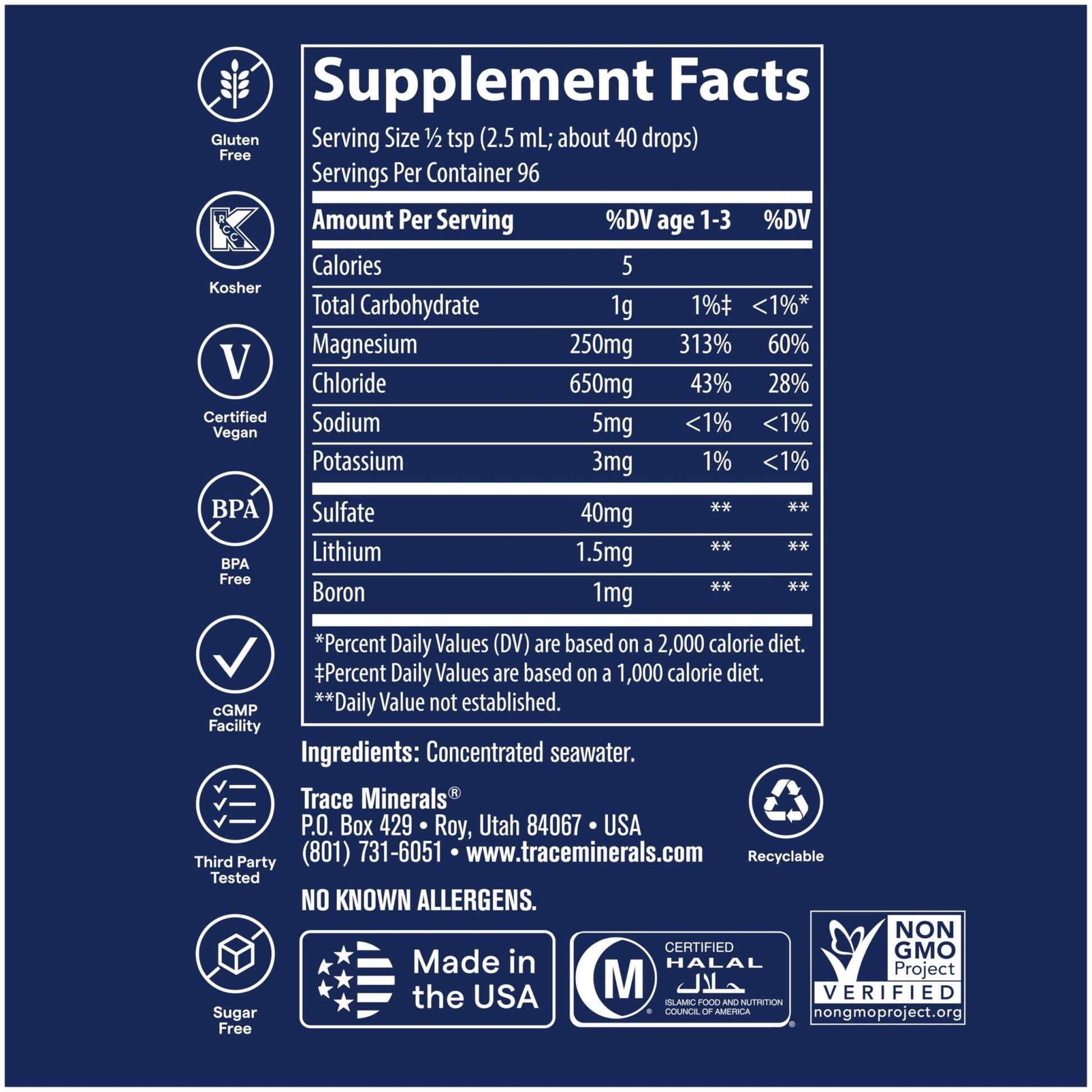 Trace Minerals ConcenTrace Trace Mineral Drops | Supports Energy, Digestion, Bone Health & Hydration, 70+ Ionic Trace Minerals w/Magnesium - Maple Wellness Supplements