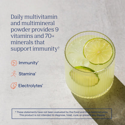 Trace Minerals Power Pak Multivitamin and Multimineral Packets - Electrolyte Support - 1200 mg Vitamin C plus 70+ Trace Minerals - Lemon Lime Flavor - 30 Packets - Maple Wellness Supplements