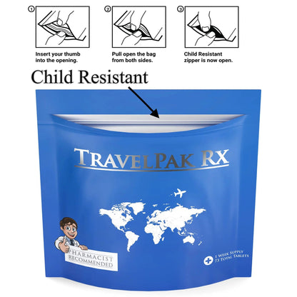 TravelPakRx Travel Essentials Medicine Kit - TSA-Approved Over-The-Counter Individual Medicine Packets, for Travel, Cruises, Camping, Created by Pharmacist - Maple Wellness Supplements