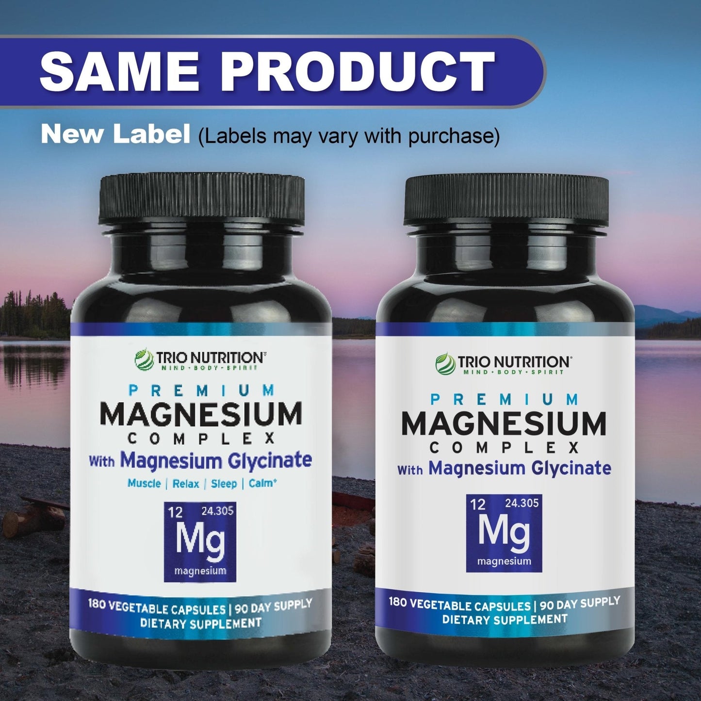Trio Nutrition Magnesium Complex 90 Day Supply 420 mg | Natural Calm, Relax, Stress Relief, and Muscle Recovery |Magnesium Glycinate Supplement with Vitamin B6 for Rapid Absorption* - Maple Wellness Supplements