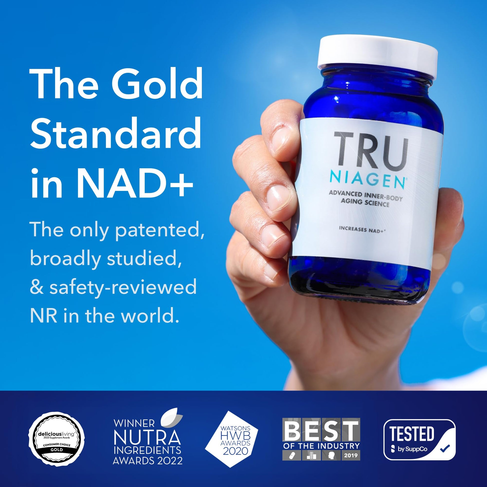 TRU NIAGEN Patented NAD Supplement for Brain Function, Anti Aging & Cell Regeneration, Niagen, 60 300mg Servings | Supports Cellular Energy, Muscle | Nicotinamide Riboside (NR) Take 2 Daily | 1 Bottle - Maple Wellness Supplements