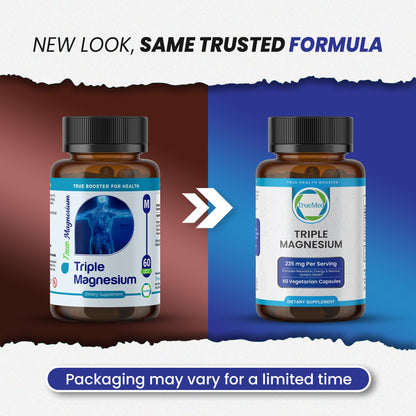Truemed Triple Magnesium Complex Supplement 235mg with Magnesium Citrate, Malate & Lysinate Chelate | Magnesium Supplement for Sleep, Muscle Relaxation, Energy & Nerve Support | 60 Capsules, USA Made - Maple Wellness Supplements