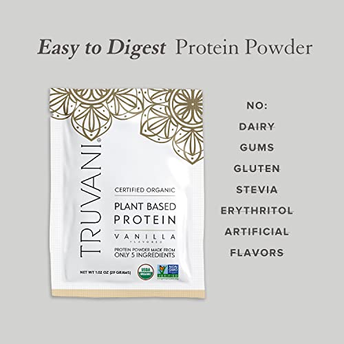Truvani Organic Vegan Protein Powder Sample Pack - 20g of Plant Based Protein, Organic - Maple Wellness Supplements