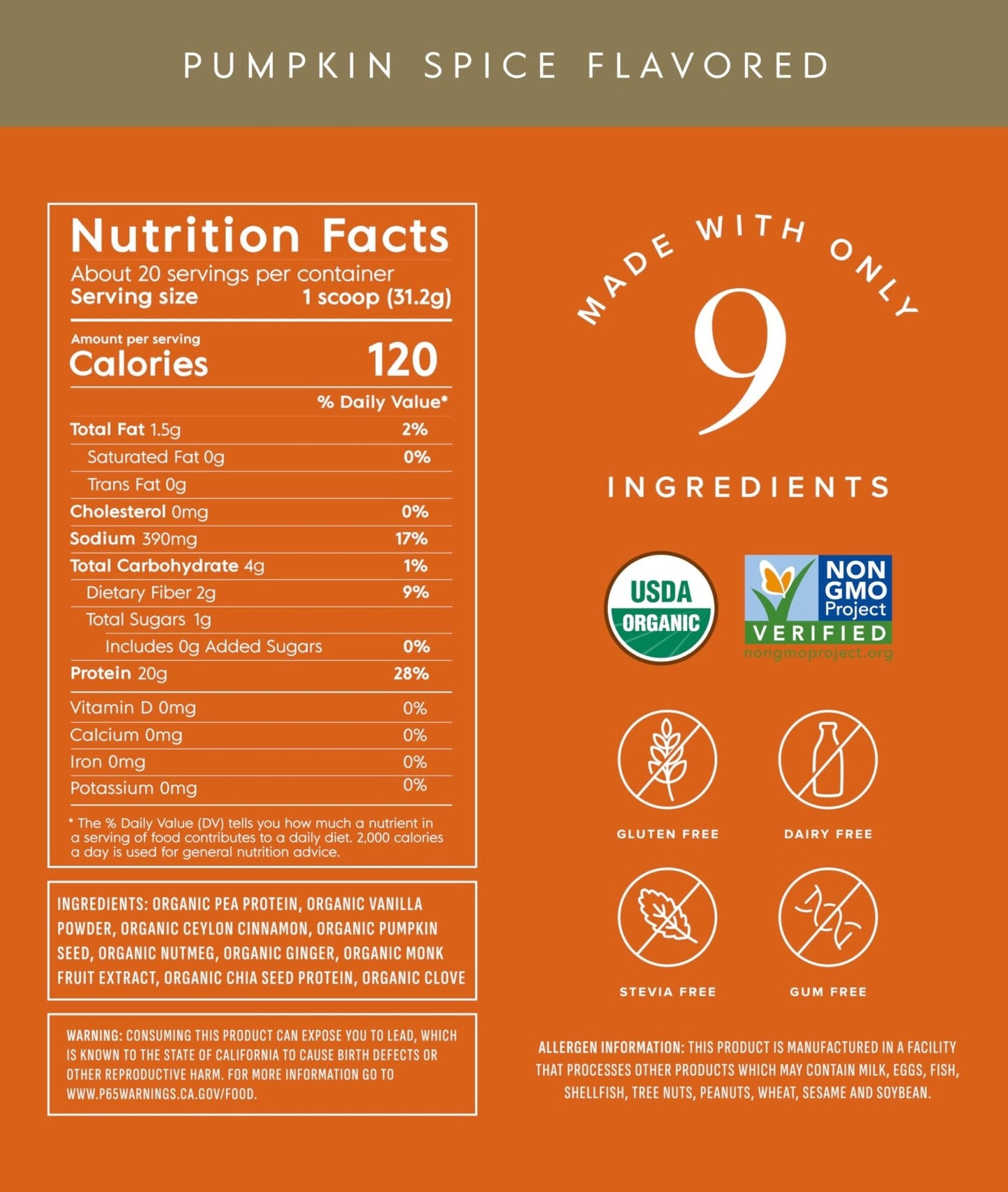 Truvani Vegan Pea Protein Powder | Pumpkin Spice | 20g Organic Plant Based Protein | 20 Servings | Keto | Gluten & Dairy Free - Maple Wellness Supplements