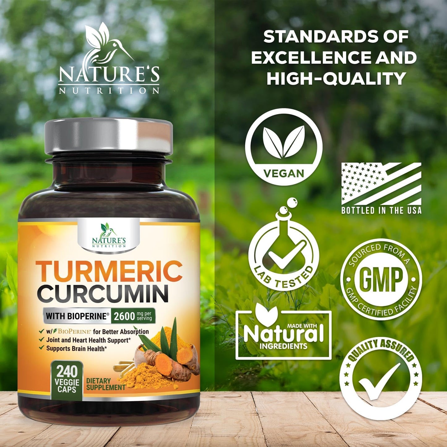 Turmeric Curcumin Supplement - 2400mg Organic Turmeric Per Serving - 95% Curcuminoids & BioPerine Black Pepper Extract for Best Absorption - Natural Vegan Joint Support - Maple Wellness Supplements