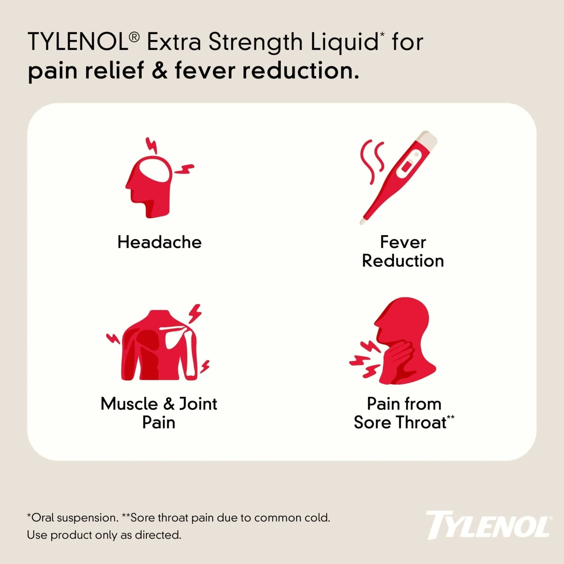 Tylenol Adult Liquid Pain Reliever and Fever Reducer, Extra Strength Liquid Acetaminophen for Fast Pain Relief for Headaches & Other Minor Pain, Cherry Flavor, Dye & Alcohol Free, 8 fl. oz - Maple Wellness Supplements