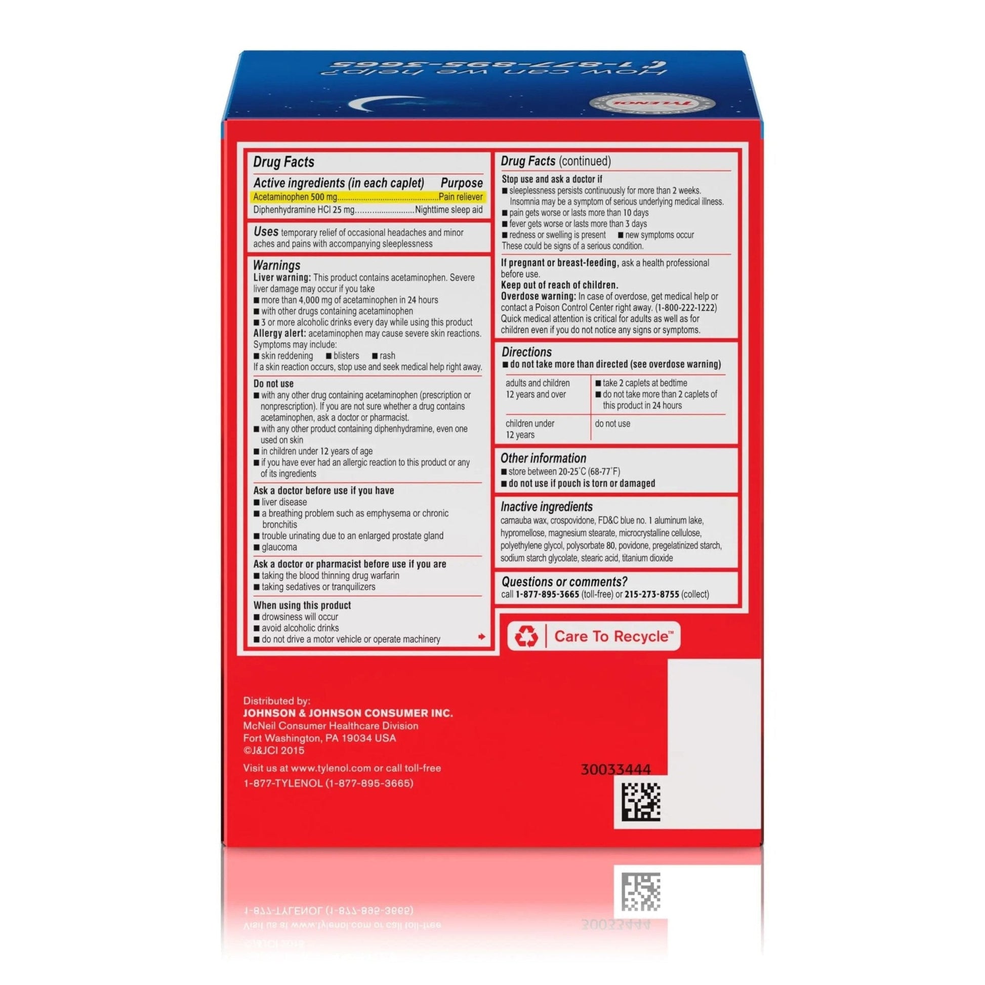Tylenol PM Extra Strength Nighttime Pain Reliever Sleep Aid Caplets with Acetaminophen & Diphenhydramine HCl, Relief for Nighttime Aches & Pains, Travel Size, 50 Packs of 2 Caplets - Maple Wellness Supplements