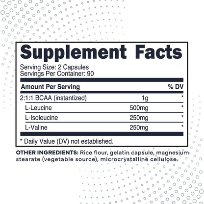 Type Zero BCAA 1000mg (180 Capsules, 90 Servings), Branched Chain Amino Acids (500mg of L-Leucine, 1000mg of L-Isoleucine and L-Valine) - Maple Wellness Supplements