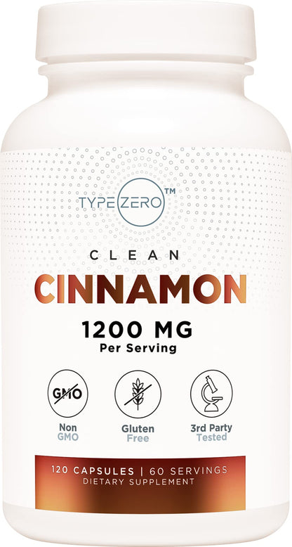 Type Zero Ceylon Cinnamon Capsules (1200mg | 120 Capsules) - Natural, Non-GMO, Gluten Free, Organic Cinnamon Bark Supplement - Maple Wellness Supplements