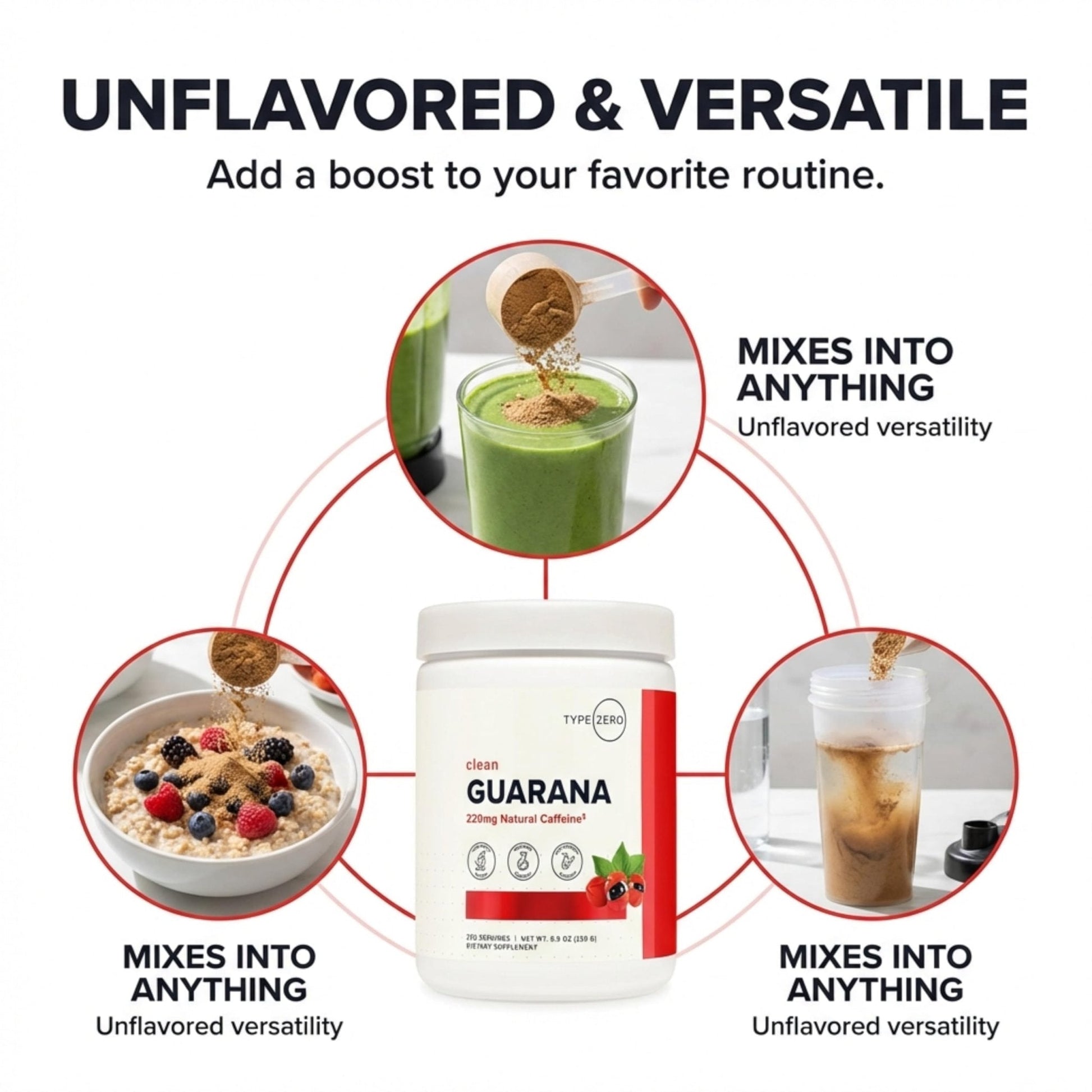 Type Zero Clean Guarana Powder Drink Mix (250 Servings, Unflavored) - 220 MG Caffeine Per Serving, Natural Caffeine, Non GMO, Gluten Free - Maple Wellness Supplements