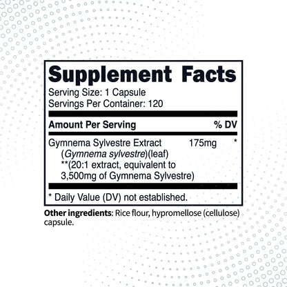 Type Zero Clean Gymnema Sylvestre 3,500mg Equivalent from 175mg of 20:1 Extract Per Serving, 120 Capsules for 120 Servings Per Bottle, Non-GMO. Gluten Free - Maple Wellness Supplements