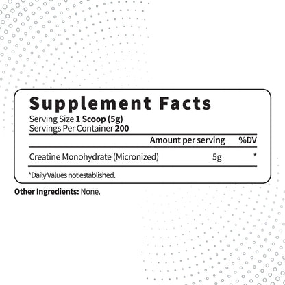 Type Zero Creatine Monohydrate (Unflavored) 1 KG, 5000mg (5g) Per Serving, Micronized, Zero Sugar, Keto Friendly & Gluten Free, 200 Servings - Maple Wellness Supplements