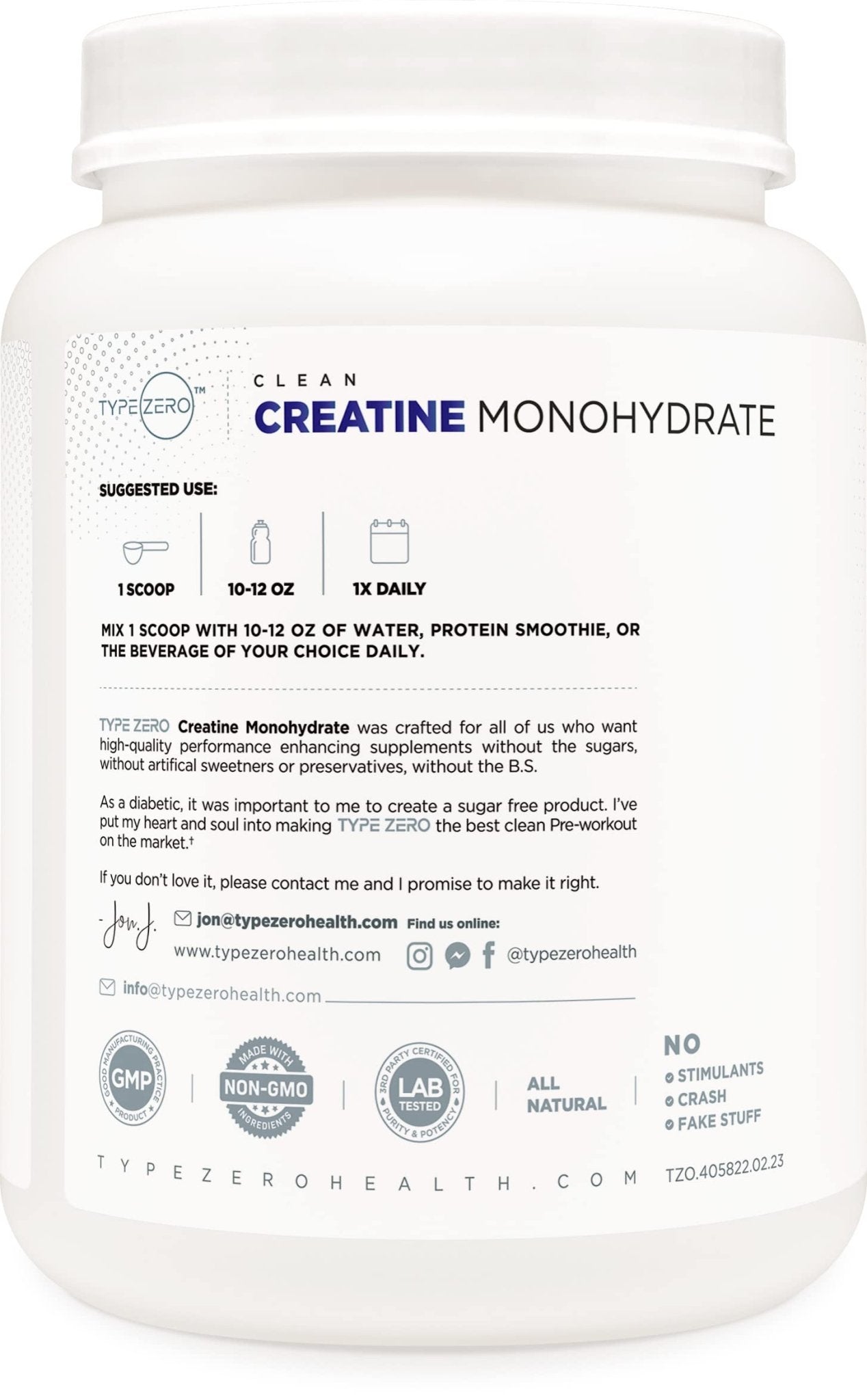 Type Zero Creatine Monohydrate (Unflavored) 1 KG, 5000mg (5g) Per Serving, Micronized, Zero Sugar, Keto Friendly & Gluten Free, 200 Servings - Maple Wellness Supplements