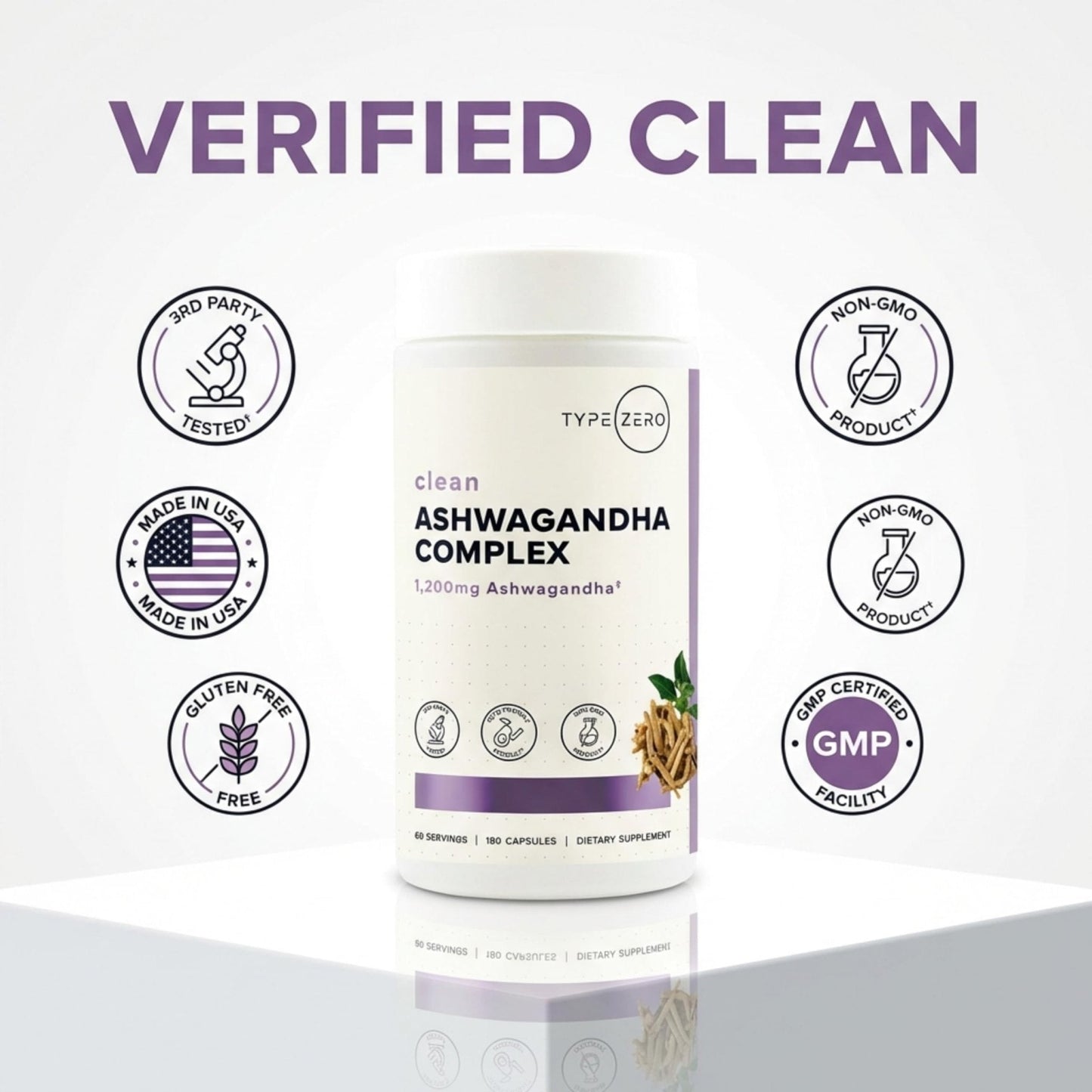 Type Zero KSM-66 Ashwagandha Root Extract 1,200mg, 60 Servings - High Potency 5% Withanolides - with Turmeric, Rhodiola Rosea and BioPerine Black Pepper Extract - 180 Veggie Caps - Maple Wellness Supplements
