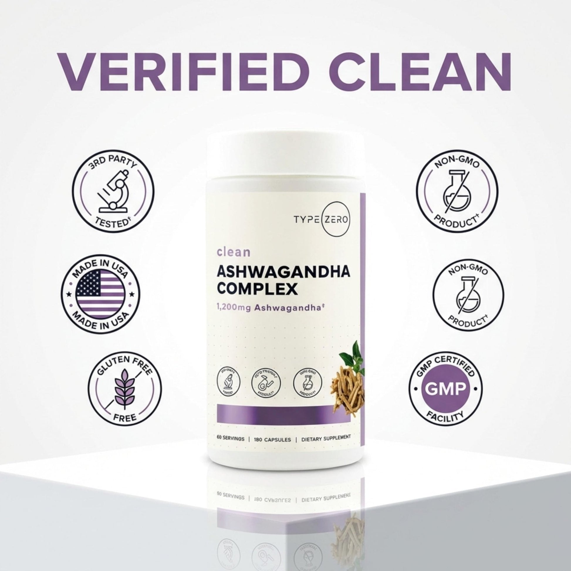 Type Zero KSM-66 Ashwagandha Root Extract 1,200mg, 60 Servings - High Potency 5% Withanolides - with Turmeric, Rhodiola Rosea and BioPerine Black Pepper Extract - 180 Veggie Caps - Maple Wellness Supplements