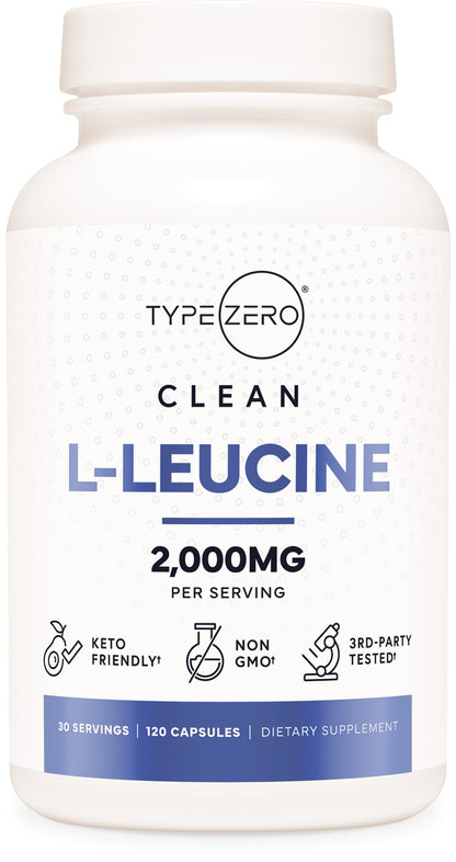 Type Zero L-Leucine Capsules (2000mg per Serving) 120 Capsules - 30 Servings - Maple Wellness Supplements