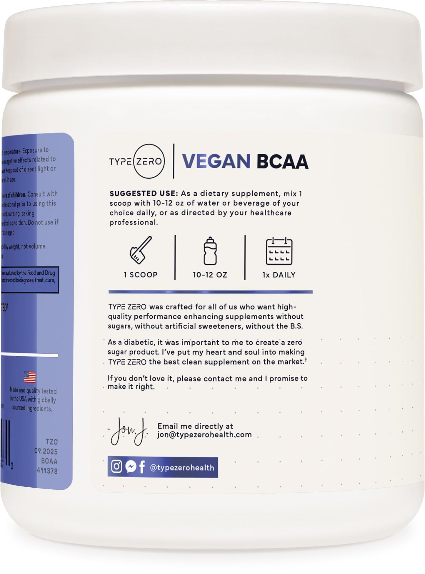 Type Zero Ultra Clean Vegan BCAA Powder + Electrolytes (Blue Raspberry | 6G) 2:1:1 Sugar-Free/No Sucralose BCAAs Amino Acids Supplement - BCAA Vegan Amino Acids After Workout Drink, 30 Servings - Maple Wellness Supplements