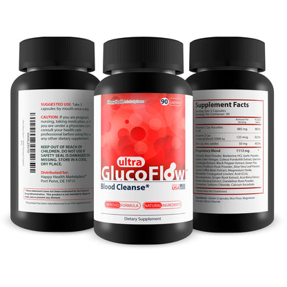 Ultra Gluco Flow - Improved Formula - Our Best Blood Cleanse Detox Cleanse Blood Support Pills - Blood Health Blood Circulation Pills Detox Cleanse Blood Gluco Bio Sweet Relief Glycogen Support - Maple Wellness Supplements