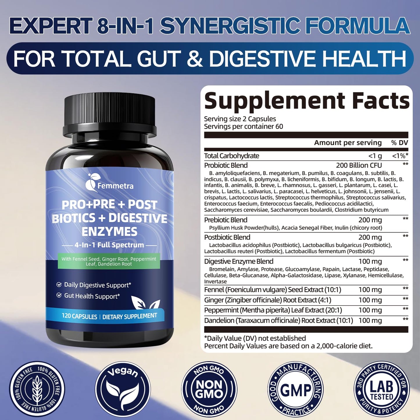 Ultra Probiotics for Women Men 200 Billion CFU - 36 Strains 14 Digestive Enzymes, 4 Anti-Bloat Herbs, 3 Prebiotic Fibers & 4 Postbiotics, Gut, Digestive, Regularity - Maple Wellness Supplements