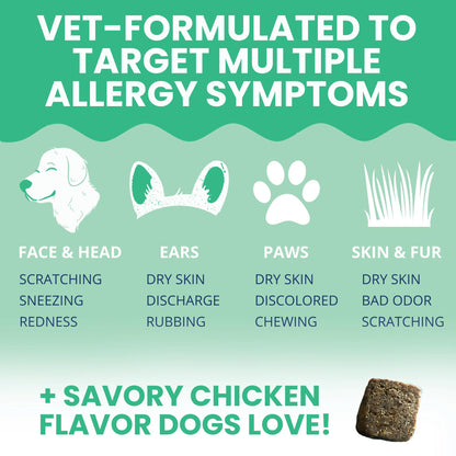 Under the Weather Allergy & Itch Pet Allergy Chews for Dogs | Vet Formulated Skin Support for Canines | Soothing Dog Allergies and Itching Relief Supplement | 60 Count - Maple Wellness Supplements