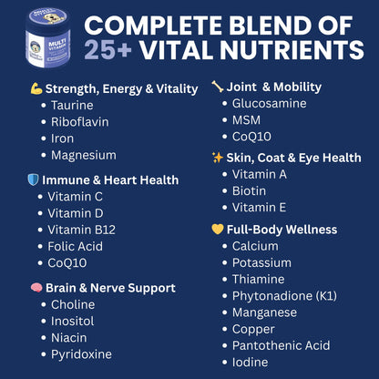 Under the Weather Multivitamin for Dogs | Vet Formulated Daily Canine Health Supplies for Immunity, Skin, Coat & Joint Support | All-in-One Multivitamin for Dogs of All Breeds & Sizes | 60 Count - Maple Wellness Supplements