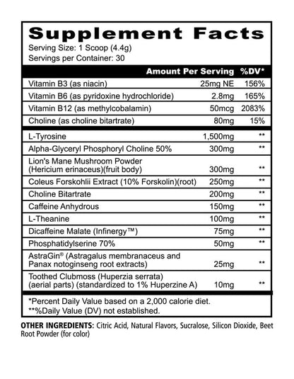 Underground Bio Labs Panda Supps Focus Super Nootropic 3.0, Energy, Clarity, Mood,Creativity,Vision, 300MG Alpha GPC,1.5G L-Tyrosine, Lions Mane, AstraGin™ (30 Servings) (Pink Lemonade 3.0) - Maple Wellness Supplements