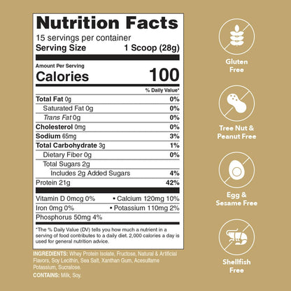 Unjury Whey Protein Powder | Vanilla | 21g 100% Whey Isolate Protein Powder | Low Carb and Lactose Free | Gluten Free | Certified Kosher | 15 Servings - Maple Wellness Supplements