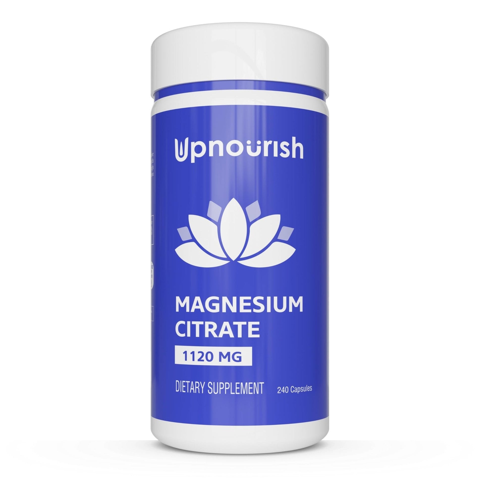 UpNourish Pure Magnesium Citrate (Citrato de Magnesio) 1120mg, 240 Capsules - High Absorption Magnesium Supplement for Women & Men - Natural Calm Magnesium for Constipation, Relax, Cramp Defense - Maple Wellness Supplements