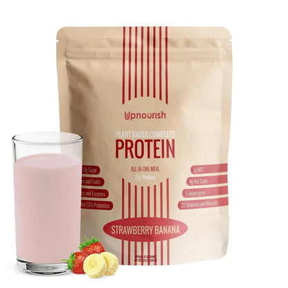 UpNourish Strawberry Banana Vegan Protein Powder 54 Superfoods Powder,1.5 Billion CFU Probiotics 21g Plant Based Protein,No Sugar No Dairy No GMO Dairy Free,Meal Replacement Shake Keto-Friendly Low-Carb Diet,15 Servings - Maple Wellness Supplements