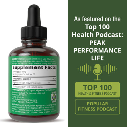 USDA Organic Passion Flower Extract Vegan Liquid Drops with High Bioavailability for Women and Men. Organic Passionflower Supplement with Zero Sugar and Gluten Free. for Calm, Relaxation Support. - Maple Wellness Supplements