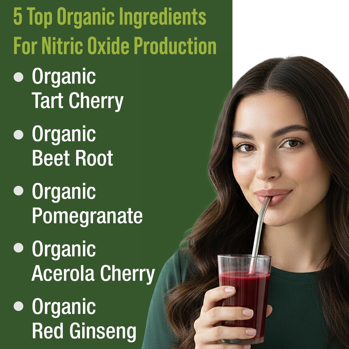 USDA Organic Plant Based Nitric Oxide Booster Powder Supplement for Men & Women. Caffeine Free Supplements 5 Top Organic Ingredients. Beet Root, Tart Cherry, Acerola Cherry, Pomegranate, Red Ginseng - Maple Wellness Supplements