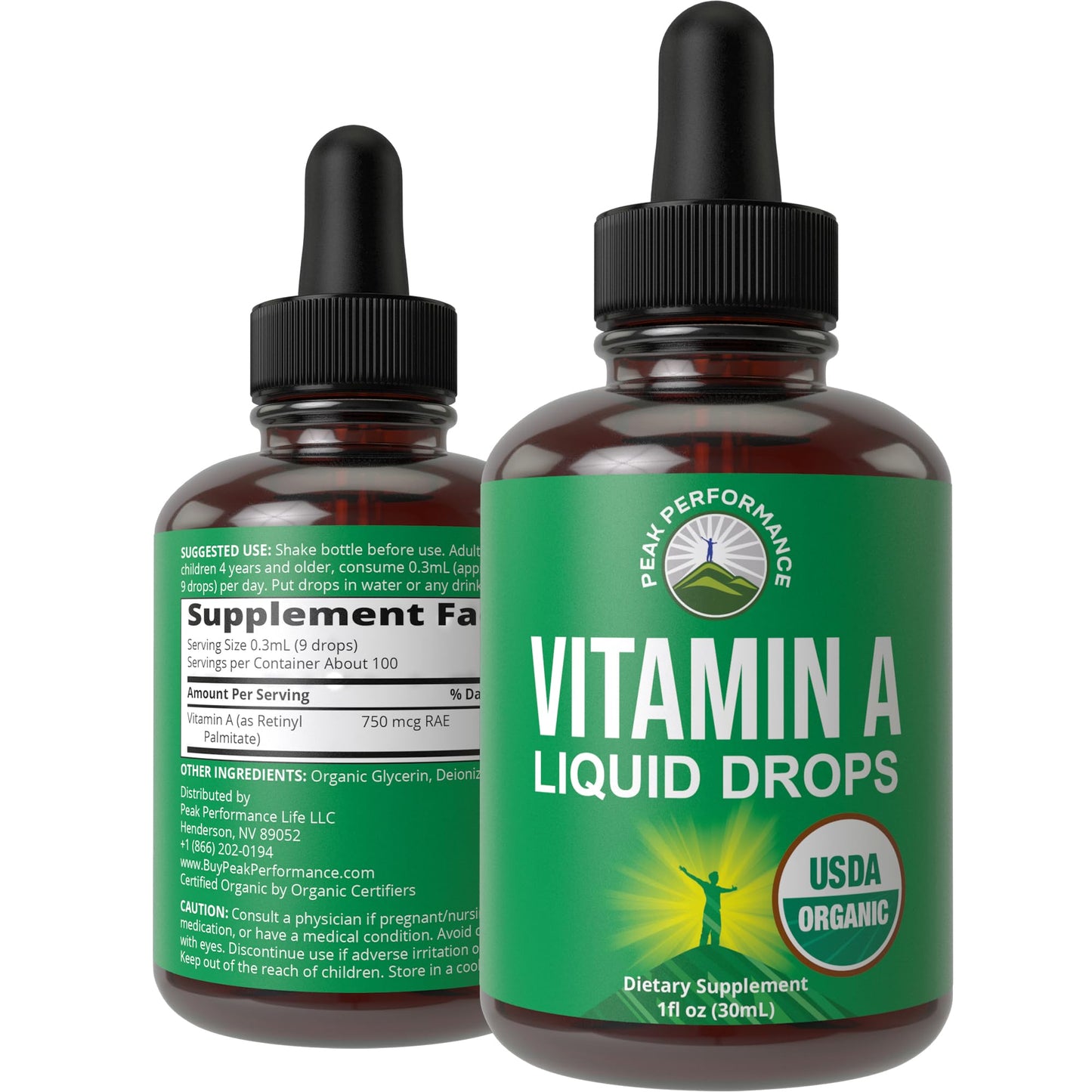 USDA Organic Vitamin A Liquid Drops Supplement. Vegan High Bioavailability for Eye, Skin + Bone Health. for Adults, Men, Women, Kids. Vit A Oil Retinyl Palmitate. Gluten Free, Zero Sugar. 100 Servings - Maple Wellness Supplements