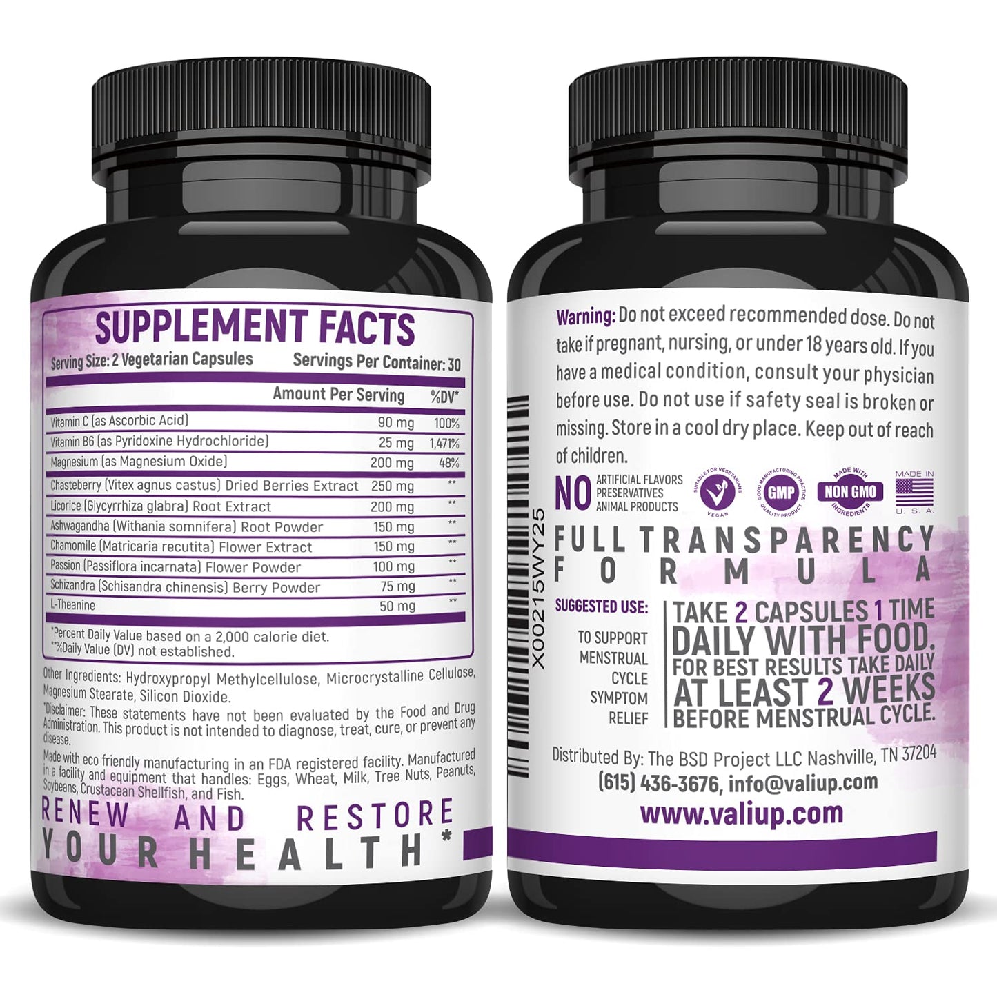 VALI Renew PMS Relief Supplement. Women’s Menstrual Cycle Support. Herbal Formula - Maple Wellness Supplements