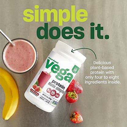 Vega Protein Made Simple Protein Powder, Strawberry Banana - Stevia Free, Vegan - Maple Wellness Supplements