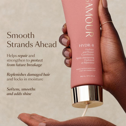 VEGAMOUR HYDR-8 Hydrate and Repair Conditioner - Hydrating Conditioner with Marula Oil, Moringa Oil, Ceramides & Biotin, Natural Conditioner for Dry Hair - Maple Wellness Supplements