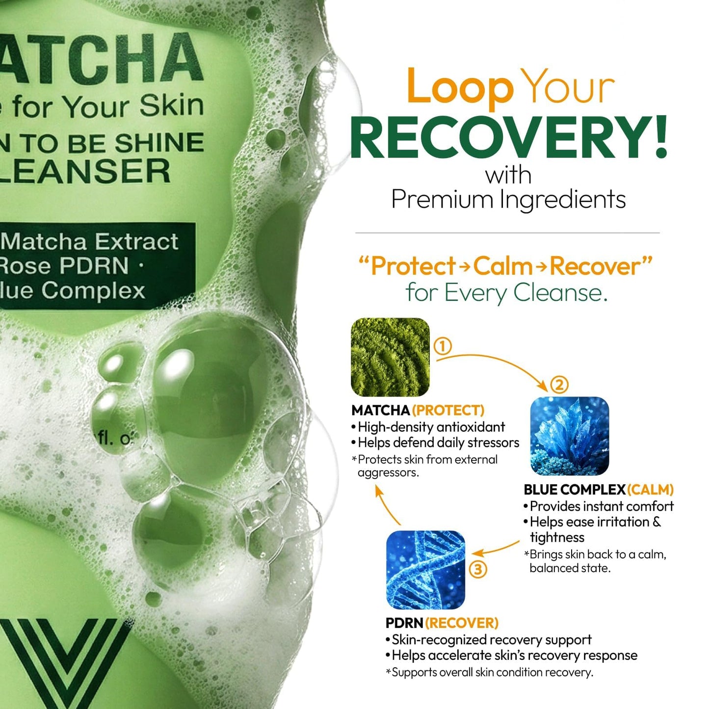 VELVENTE Matcha Gentle Deep Pore Cleansing Facial Cleanser, Low-pH Face Wash for Pore Refining, Rose PDRN Hydrating Daily Facial Wash Redness & Sensitive Skin Friendly, Korean Skincare(5.07 fl.oz.) - Maple Wellness Supplements