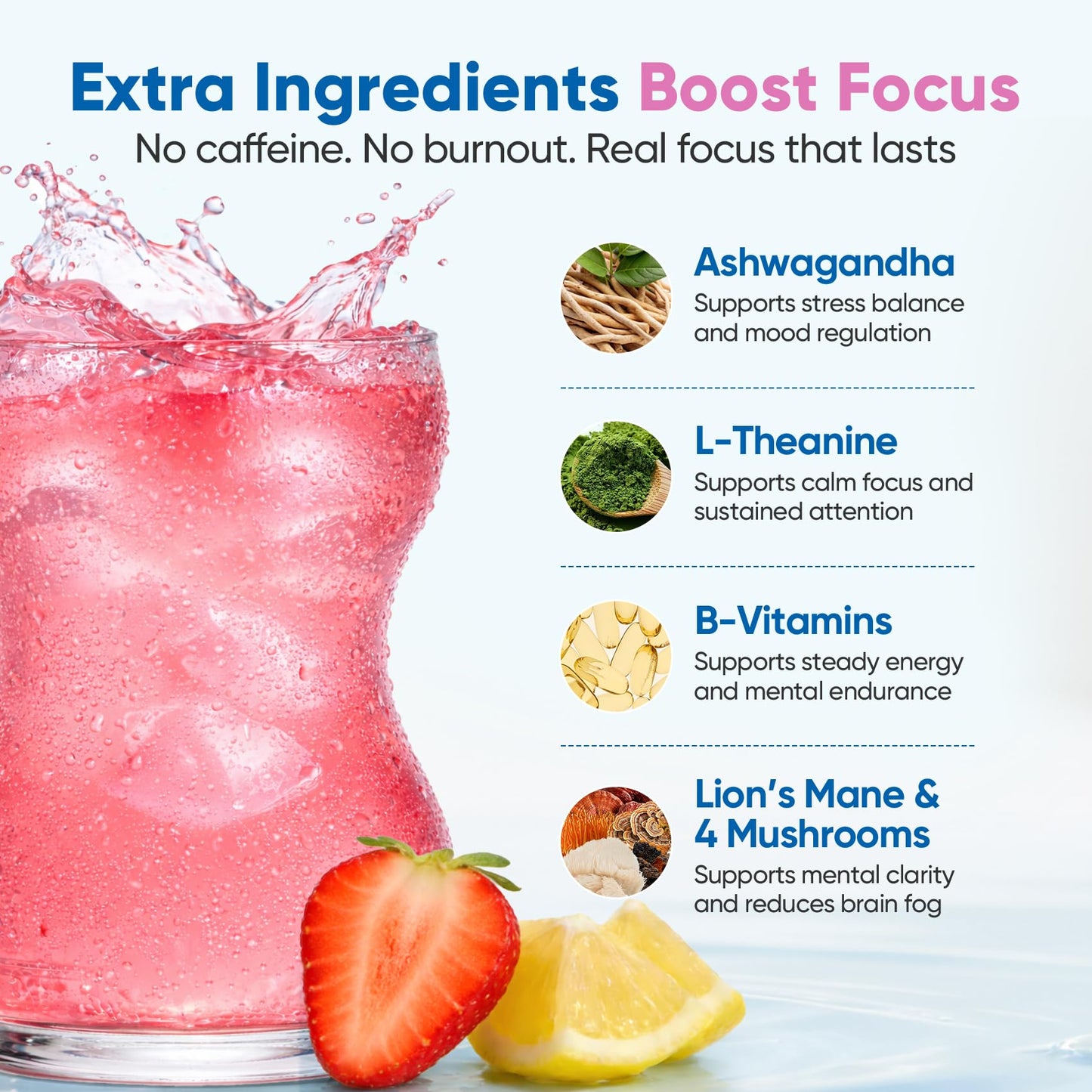 Venture Pal 2-in-1 Hydration Packets + Focus Support Electrolytes Powder, 7 Electrolytes + Vitamins, Magnesium, Lion's Mane & L-Theanine - Maple Wellness Supplements